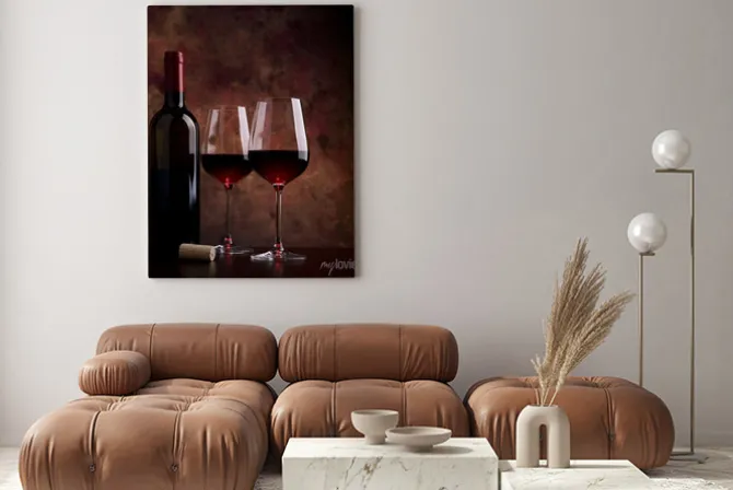 Obraz: Kieliszki do wina na stole