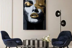 Obraz: Kobiecy portret abstrakcja ze złotem