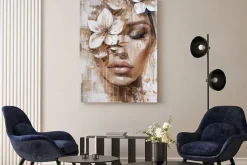 Obraz: Kobieta i kwiaty surrealistyczny portret