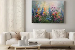 Obraz: Kolorowe wiosenne kwiaty na łące malowniczy krajobraz