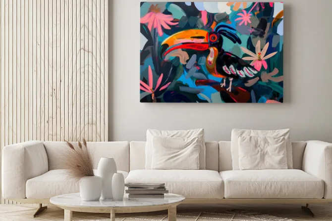 Obraz: Kolorowy abstrakcyjny tukan