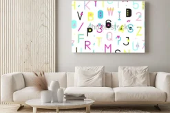 Obraz: Kolorowy alfabet wzór z numerami i interpunkcja geometrycznych