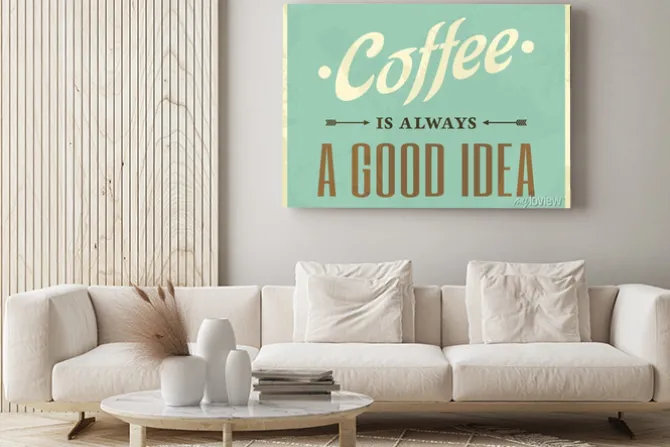 Obraz: Kompozycja typograficzna o kawie w stylu vintage