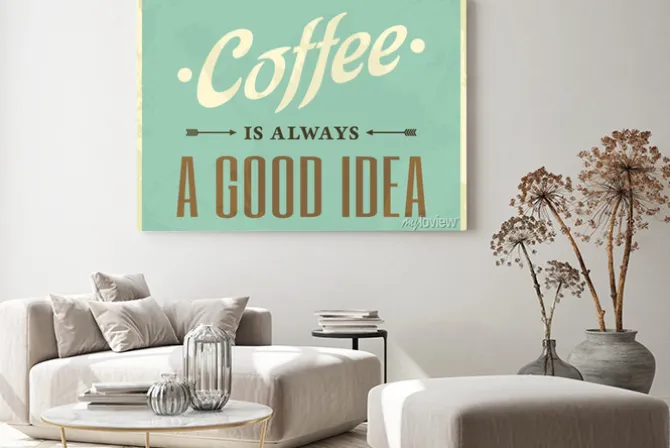 Obraz: Kompozycja typograficzna o kawie w stylu vintage