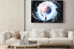 Obraz: Kosmiczna dziura i astronauta. różne środki przekazu