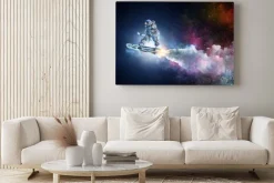 Obraz: Kosmita na latającej desce. różne środki przekazu