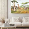 Obraz: Krajobraz safari zwierzęta i ptaki akwarela