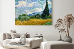 Obraz: Krajobraz z cyprysami w stylu van gogh