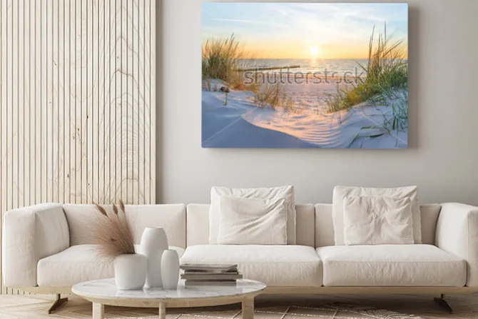 Obraz: Krajobraz z widokiem na morze i piaszczystą plażę