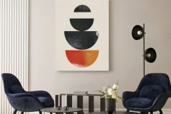 Obraz: Kształty geometryczne na beżowym tle w stylu minimalistycznym