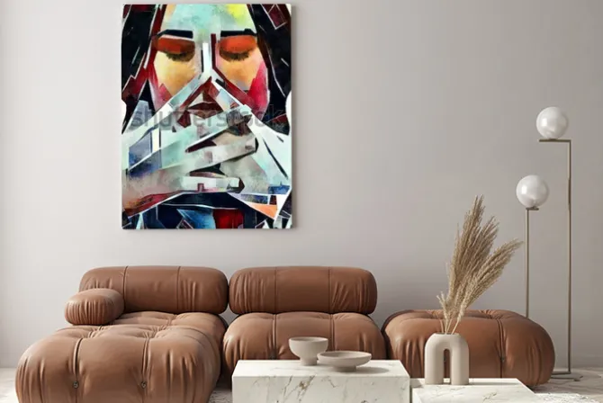 Obraz: Kubistyczny portret kobiety z zamkniętymi oczami