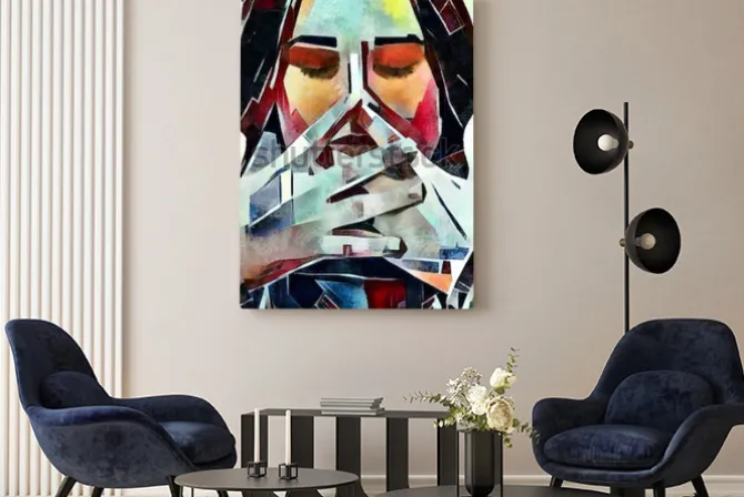 Obraz: Kubistyczny portret kobiety z zamkniętymi oczami