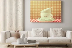 Obraz: Kubki do kawy z hipster wąsem na sprawdzonej obrus