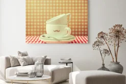 Obraz: Kubki do kawy z hipster wąsem na sprawdzonej obrus