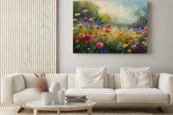 Obraz: Kwiaty na łące barwny krajobraz przyrody