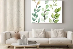 Obraz: Leaves watercolor set. hand painting floral illustration. green