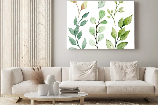 Obraz: Leaves watercolor set. hand painting floral illustration. green