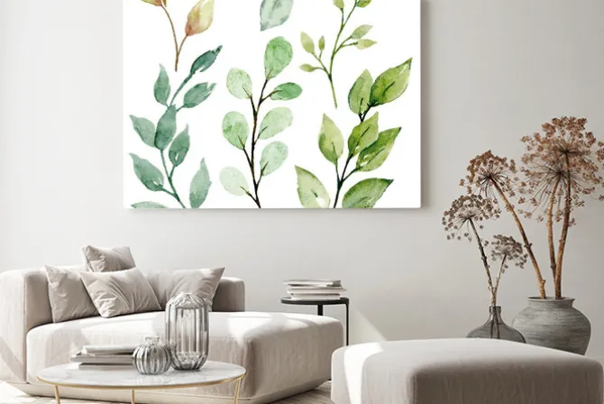 Obraz: Leaves watercolor set. hand painting floral illustration. green