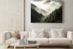 Obraz: Leśne pagórki we mgle