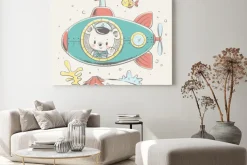 Obraz: Śliczny niedźwiadkowy żeglarz na podwodnej kreskówce wręcza patroszoną