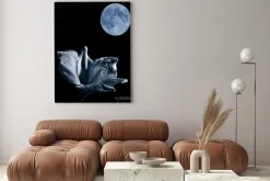 Obraz: Lilia na tle nocnego nieba i księżyca