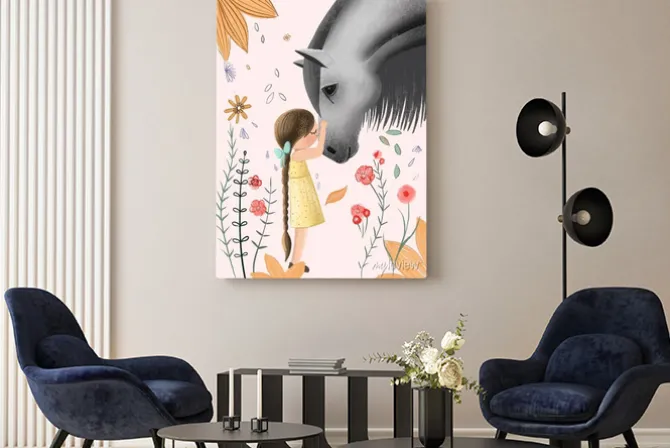 Obraz: Little girl with a horse