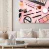 Obraz: Make up cosmetics products against pink color background
