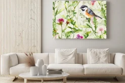 Obraz: Malowany wzór z ptakiem na gałązce