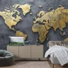 Obraz: Mapa świata na surowym betonowym tle nowoczesny styl