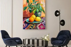 Obraz: Martwa natura z owocami cytryny i rośliną