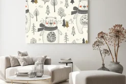 Obraz: Misie w lesie w stylu skandynawskim