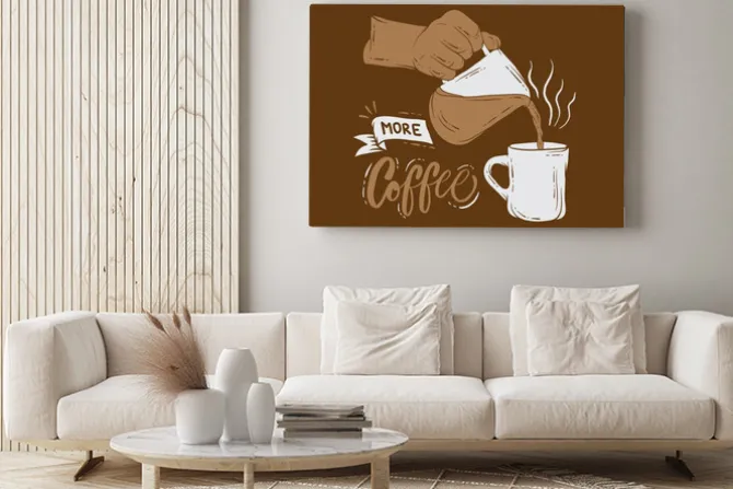 Obraz: More coffee typography with coffee pouring illustration