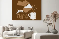 Obraz: More coffee typography with coffee pouring illustration