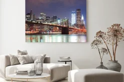 Obraz: Most brookliński nocą z panoramą nowego jorku