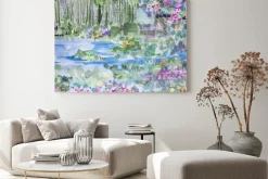 Obraz: Motley grass on picturesque riverbank. blooming fields. watercolor