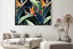 Obraz: Motyw roślinny z tropikalnymi kwiatami