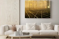 Obraz: Mylące torów kolejowych w nocy