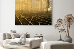 Obraz: Mylące torów kolejowych w nocy