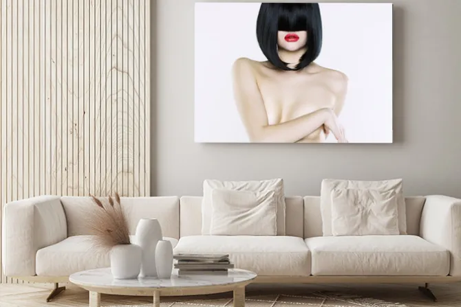 Obraz: Naga kobieta z krótkim fryzura