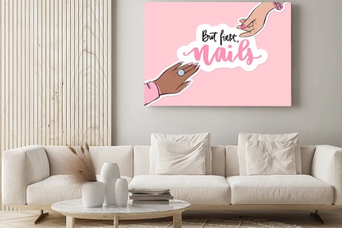 Obraz: Nails and manicure banner or poster illustration. female hands