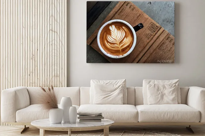 Obraz: Nice tekstura latte sztuki na gorącej kawy latte