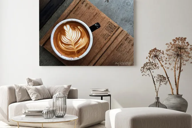 Obraz: Nice tekstura latte sztuki na gorącej kawy latte