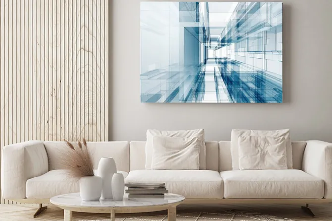 Obraz: Niebieska geometryczna kompozycja architektoniczna