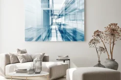 Obraz: Niebieska geometryczna kompozycja architektoniczna