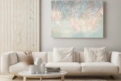 Obraz: Niebieskie i różowe liście palm