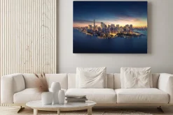 Obraz: Nowy jork o zachodzie słońca panorama miasta