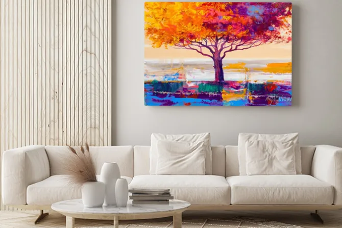 Obraz: Obraz olejny drzewa, tło artystyczne