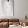Obraz: Oczekiwanie. piękna panna młoda w białej jubilant suknia ślubna