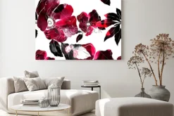 Obraz: Odciski kwitnące dzikiej róży wzór. abstrakcyjna akwarela i cyfrowy