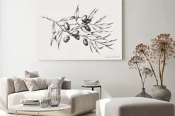 Obraz: Olive tree branch with black olive fruits and leaves